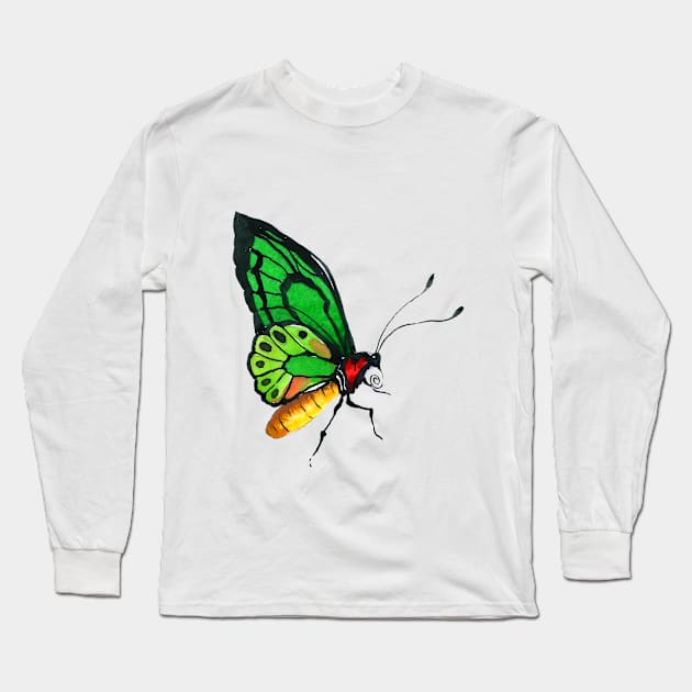 Butterfly Wings Green Long Sleeve T-Shirt by Creative Has